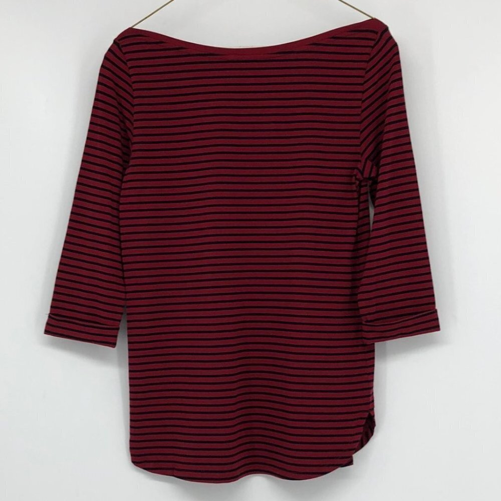 NWT- Reitman's Red & Black Striped 3/4 Sleeve T  shirt XS - Picture 14 of 16